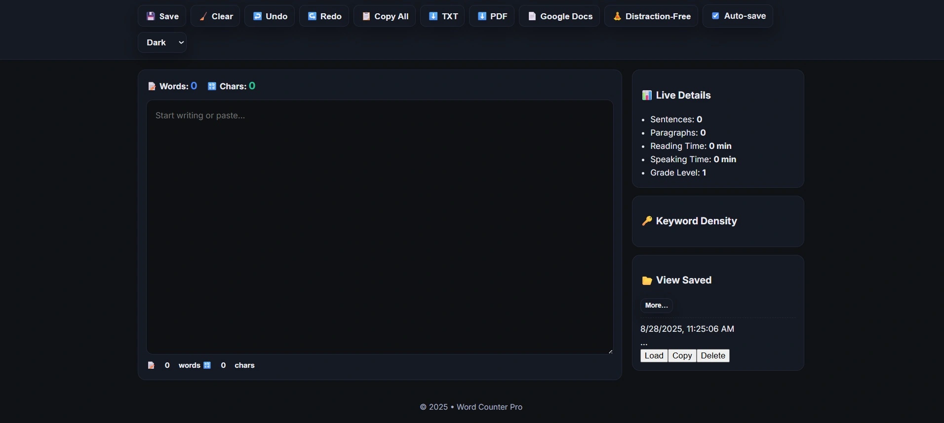 Word Counter Chrome Extension screenshot